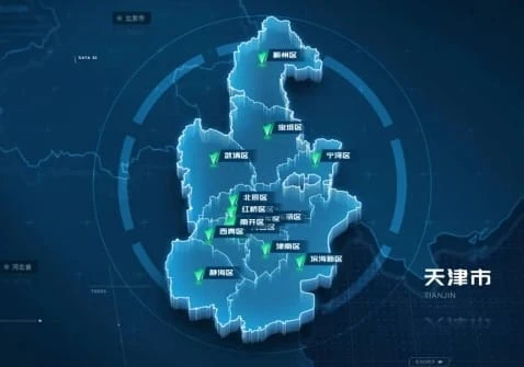 天津3D地图MAP figma格式  可视化大屏主题地图 2.5D 立体 一张-Miautu - 喵图网